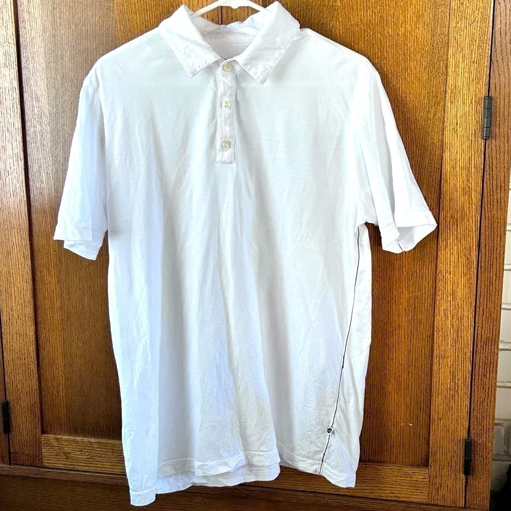 Aether Apparel White Pique Polo Size L / 3 - Picture 3 of 5